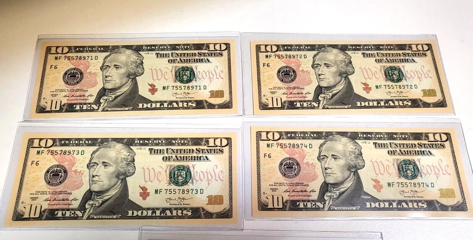 (5)FIVE 2013 $10 FRN's MF/F BLOCK  ATLANTA-GEM-CHCU- IN SEQUE0NCE-VERY GRADEABLE - Image 2 of 4