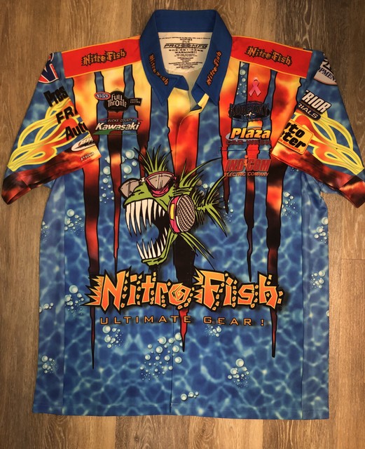 NHRA NITRO FISH DRAG RACING Kenny Koretsky Crew Style Shirt Size L NEW