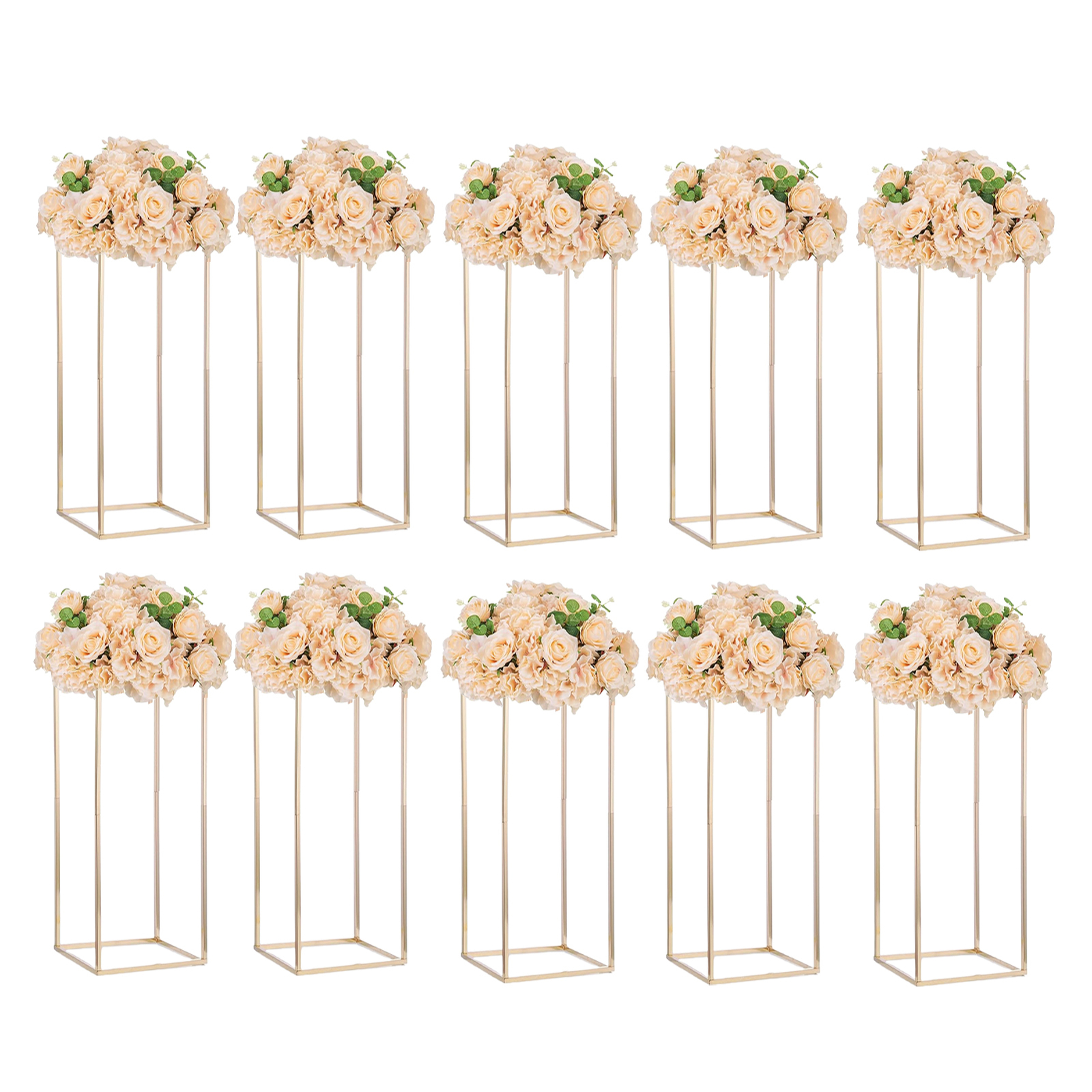 10PCS Clear Flower Stand Iron Column Vase Wedding Party Home Decorations