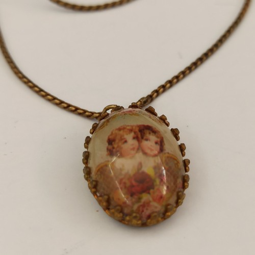 Michal Negrin Necklace Angel Victorian Cabochon Romantic Retro Shabby Chic Gift - Picture 14 of 18