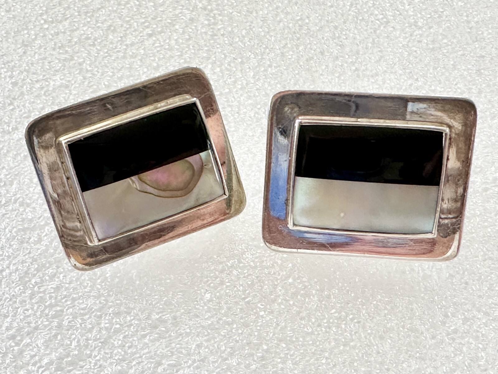 Vintage Rectangular Sterling Silver 925, MOP, Ony… - image 9