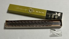 Mens Hollywood Tie Rack Polished Chrome on Natural Wood Base 24 Hooks NOS
