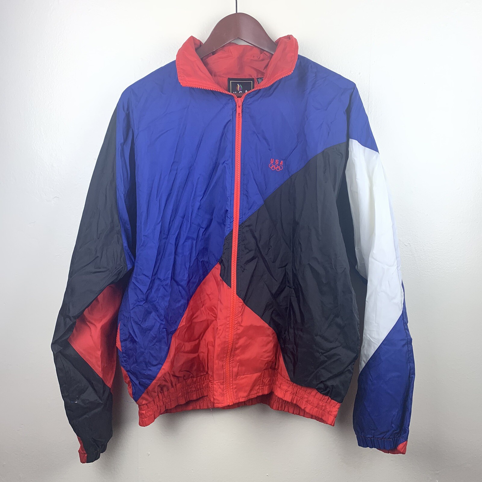 White Colorblock 90s Windbreaker Jacket 