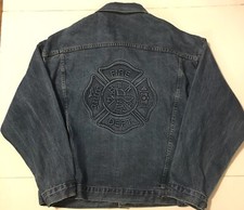 Tyca Denim Jean Jacket Fire Department Made In USA Mens Sz L Vintage