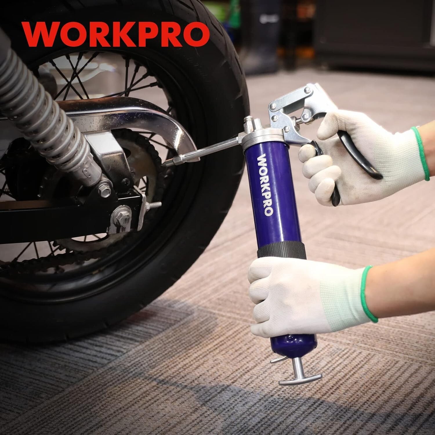 WORKPRO Grease Gun Kit, 6000PSI Heavy Duty Grease Gun with 18inch Flexible Hose