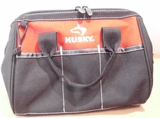 Bag Husky Tool 12" Red Zippered Polyester Tote Storage Organizer 3 Pockets Logo