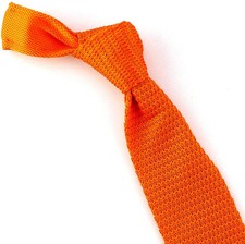 Manzini Solid Knit Mens Necktie Skinny Fashion Knitted Wedding Orange Neck Tie