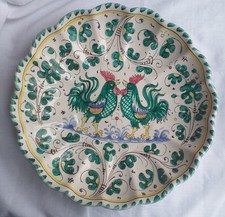 Keramik-TELLER Durchm.31 cm,Höhe 6 cm aus DERUTA (Italia) Typ 'gallo verde',1970