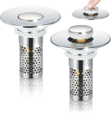 2PC Bathroom Sink Stoppers Plug Pop-Up Drain Filter for 1.45 Inch Brass Basin Si