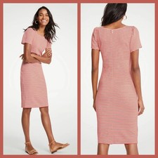 Ann Taylor Striped Puff Sleeve Ponte Sheath Dress Size 4