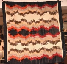 ATQ LARGE Navajo Rug Textile Native American Indian EYE Dazzler Weaving 48x49
