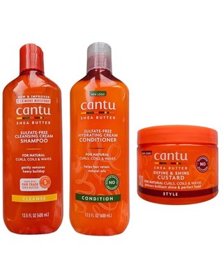Cantu Sheabutter Sulfatfreies Shampoo & Conditioner 400ml & Define+Shine Custard