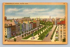 Vintage Commonwealth Avenue Boston Linen Postcard Tichnor Bros. 26