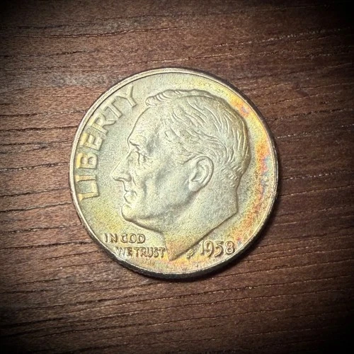 TONED!! 1958 Roosevelt Dime - BU Toned - US 90% Silver