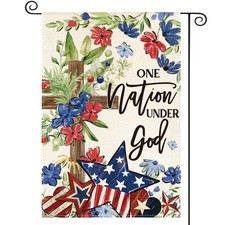 Memorial Day Patriotic 4th of July Garden Flag 12x18 Inch Double Sided Outsid...