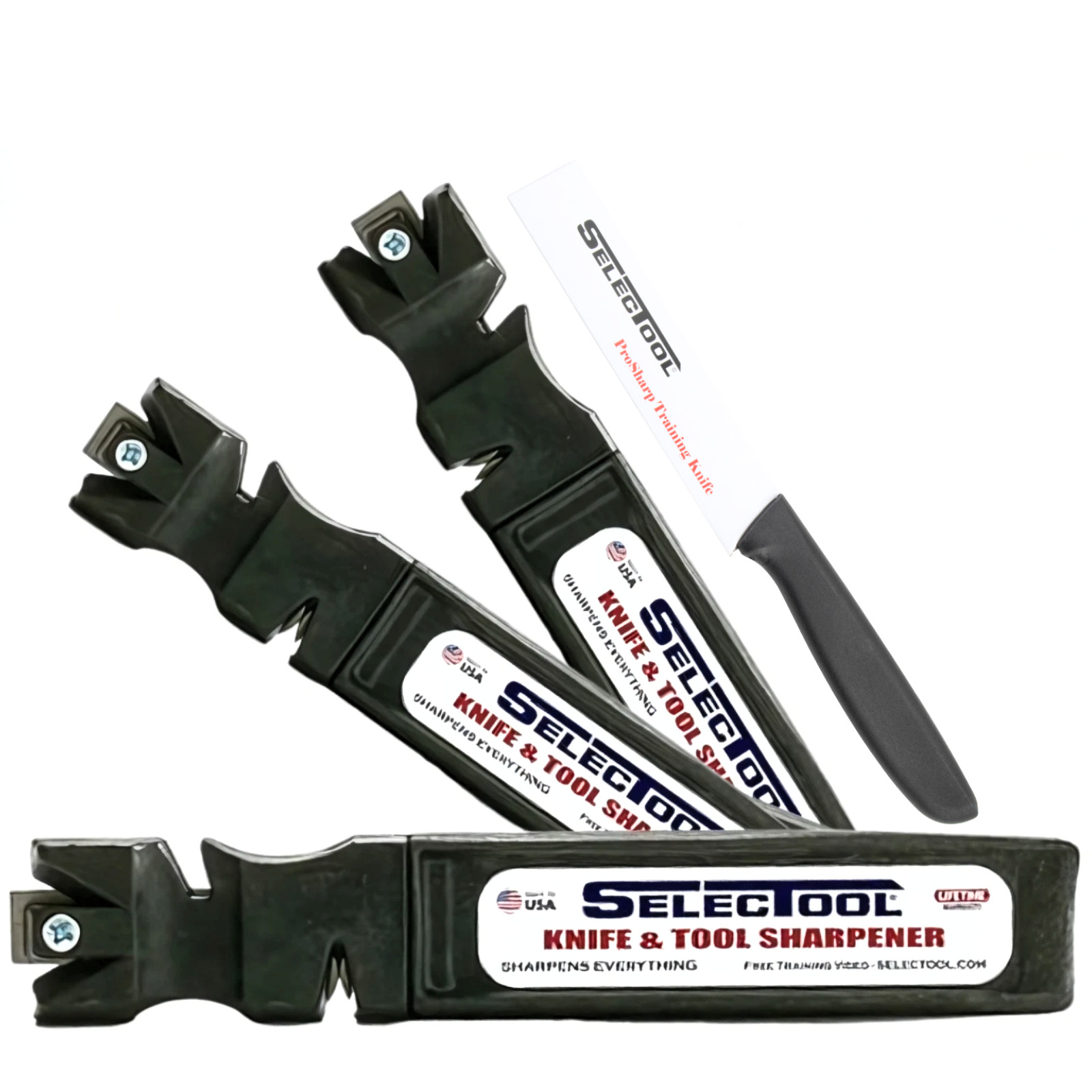 SELECTOOL Knife & Tool Sharpener 3-Pack &ndash; Kitchen, Garage & Outdoors