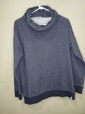 T By Talbots Medium Dark Blue Cowl Neck Side Zipper Long Sleeve Sweatshirt