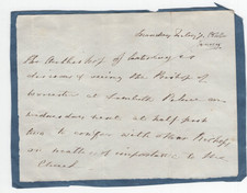 William Howley, Archbishop Canterbury  Signed Note 1842 / Autograph
