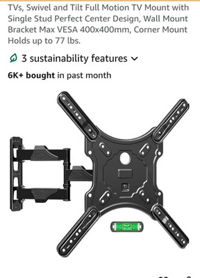 TV, swivel tilt full motion wall mount 26 to 60in.