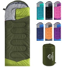 Camping Sleeping Bag - 3 Season Warm & Cool Weather - Summer Spring Fall Ligh...