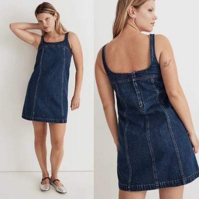 Madewell Denim A-Line Sleeveless Mini Dress Fitzgerald Wash NQ641 size 14  for sale online | eBay
