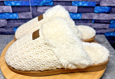 Cozy Ivory House Slippers for Women with Memory Foam Slip On Size 8W NEW