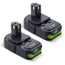 Reliable 3600mAh Lithium Battery for Ryobi Tools - 2 Pack with Power Indicator