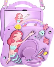 Case for Galaxy Tab A9 Plus 11 Inch - Cute Cartoon Mermaids Soft Silicone with S