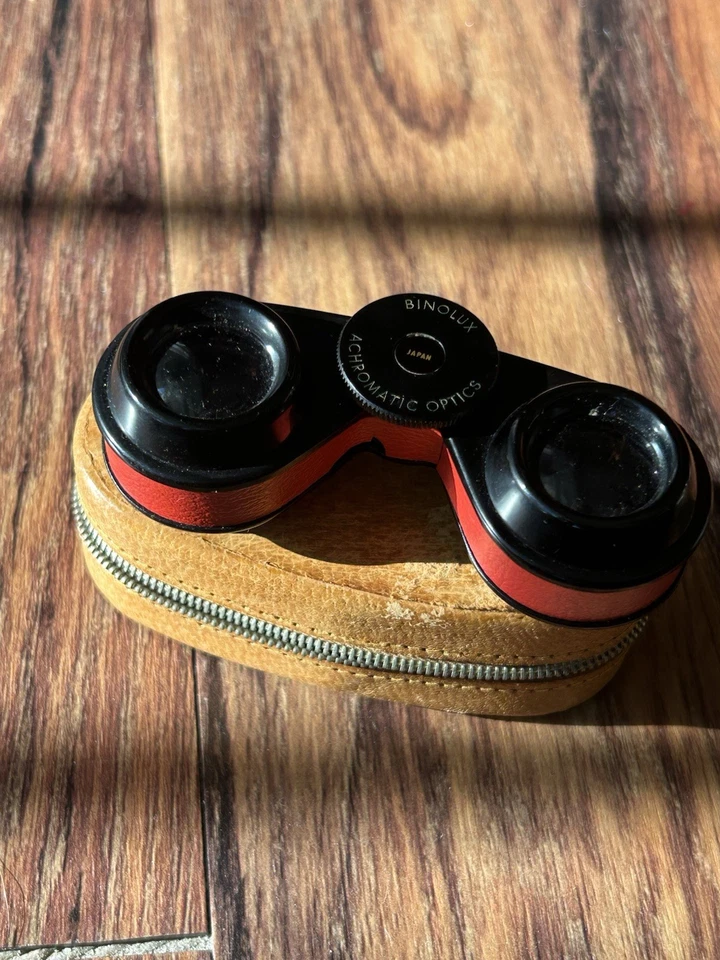 老式 SELSI 2 1/2X 双筒歌剧眼镜带日本制造皮革外壳 — 第 2/4 张图片