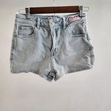 Barbie by Pacsun Women's High Rise Stretch Denim Shorts Size 26 Light Wash