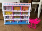 Vintage 1996 Shoppin’ Fun Barbie and Kelly Grocery Shelf, Food, and Cart
