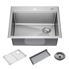 Delta Emery 25" Workstation Sink, SS Single Bowl & Kit-Certified Refurbished