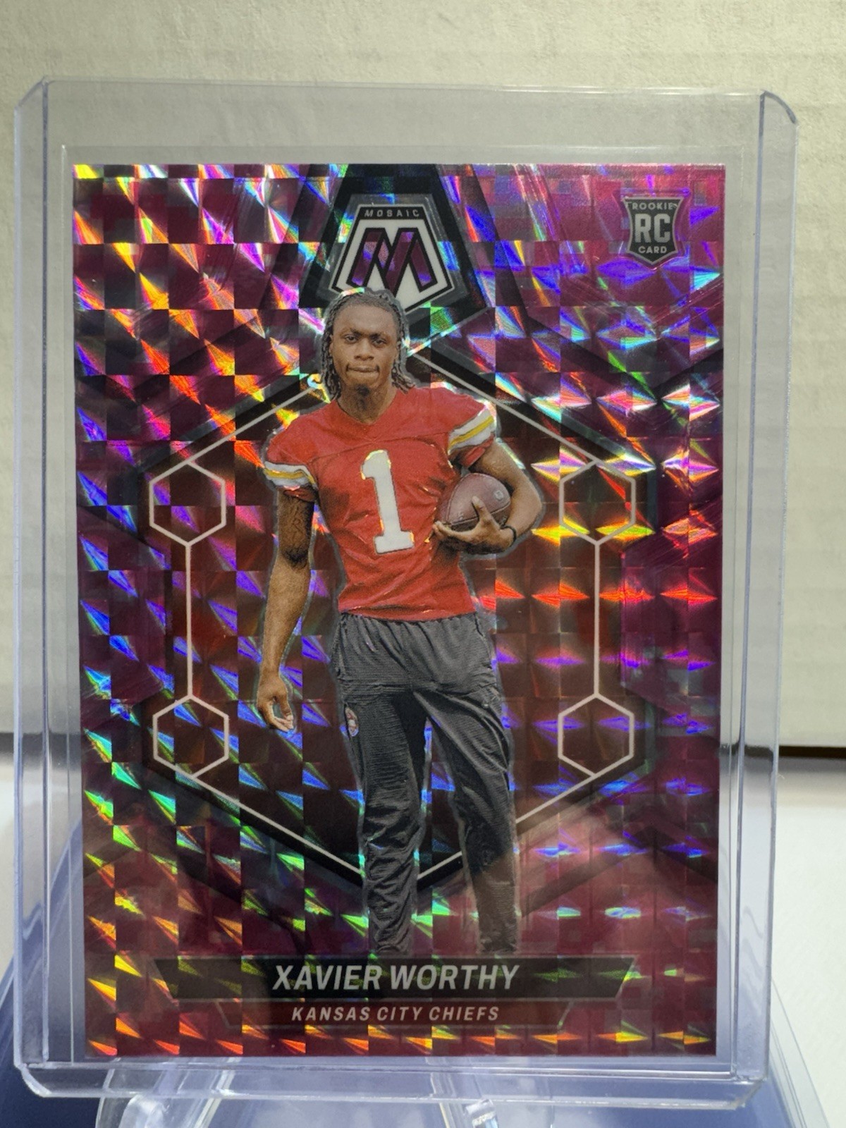 2024 Panini Mosaic Camo Pink Mosaic Prizm #328 Xavier Worthy Rookie RC