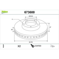 2X Valeo 673600 Bremsscheibe FüR Ford Mondeo Cougar Scorpio Gbp Bnp Bap Bfp Gfr