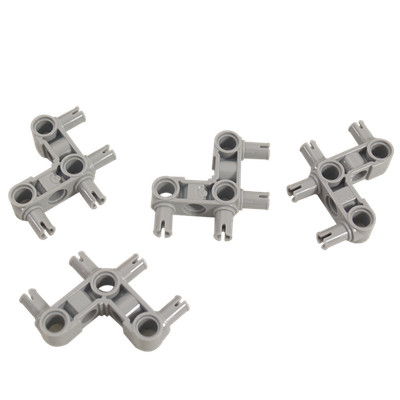 5 NEW LEGO Technic, Pin Connector Perpendicular 3 x 3 Bent Light Bluish Gray