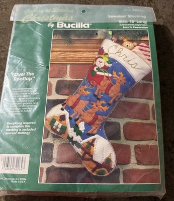 Gallery of Stitches Christmas Jeweled Stocking Over the Roof Top Kit 32264