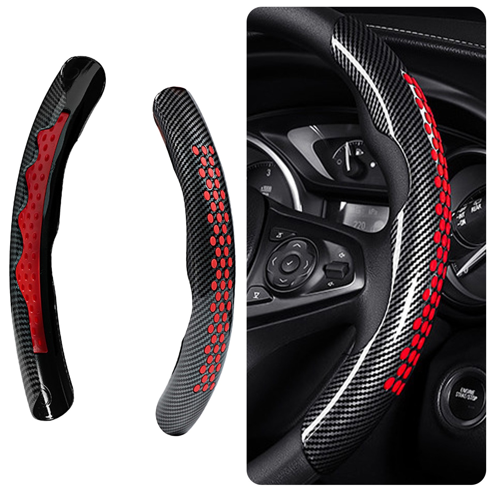 2x Universal Car Steering Wheel Booster Cover Non-slip Accessories Carbon Fiber