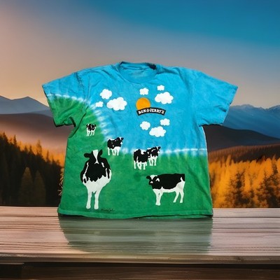 Ben & Jerry's Rare Euphoria Woody Jackson Cow Tie Dye Ice Cream T Shirt Size XL