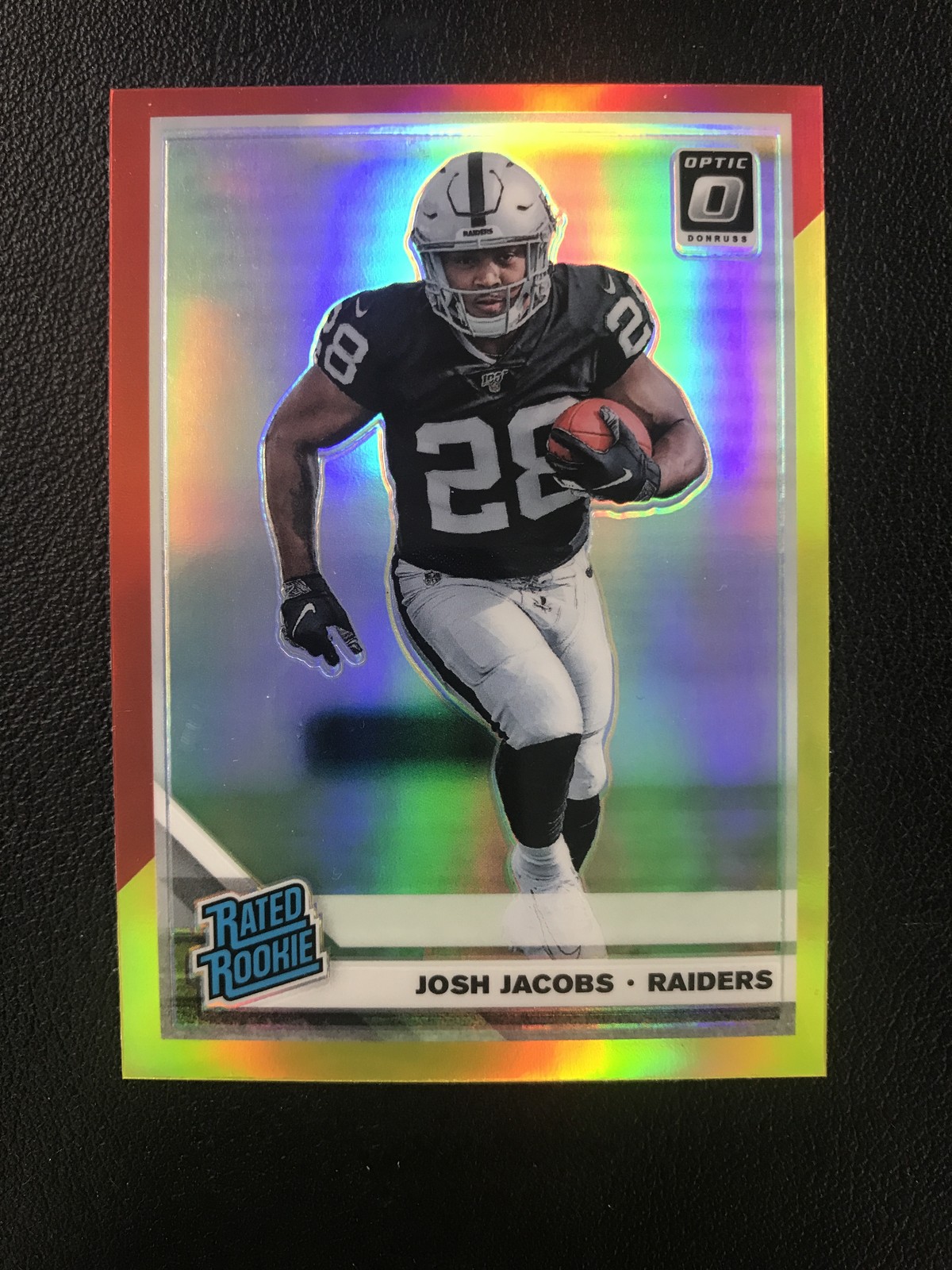 2019 Donruss Optic #158 Josh Jacobs Red and Yellow Oakland Raiders