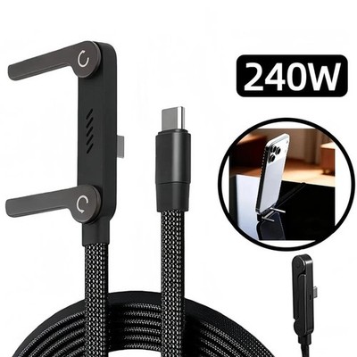 2-in-1 unsichtbarer Halter Ladekabel - 240W Schnellladekabel mit Handyständer