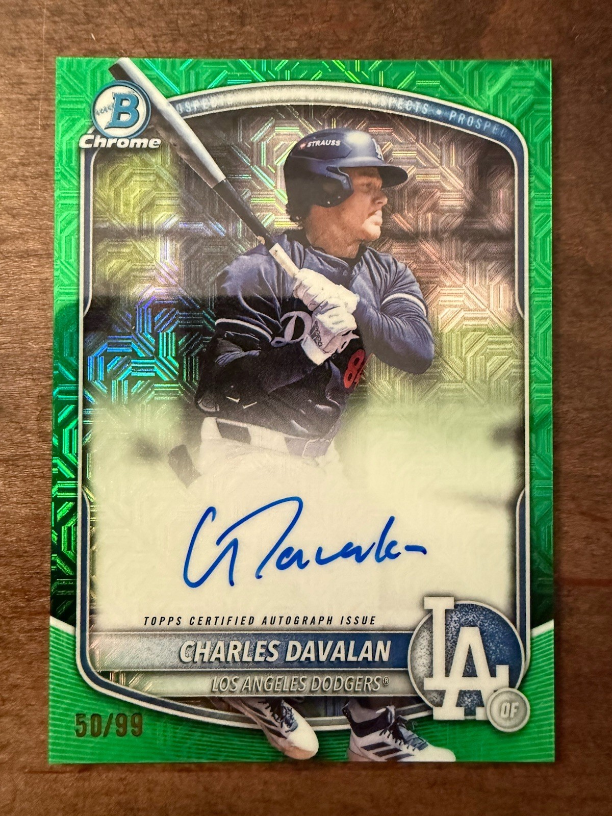 2025 Bowman Draft Charles Davalan Green Mojo Auto /99 #BMA-CD