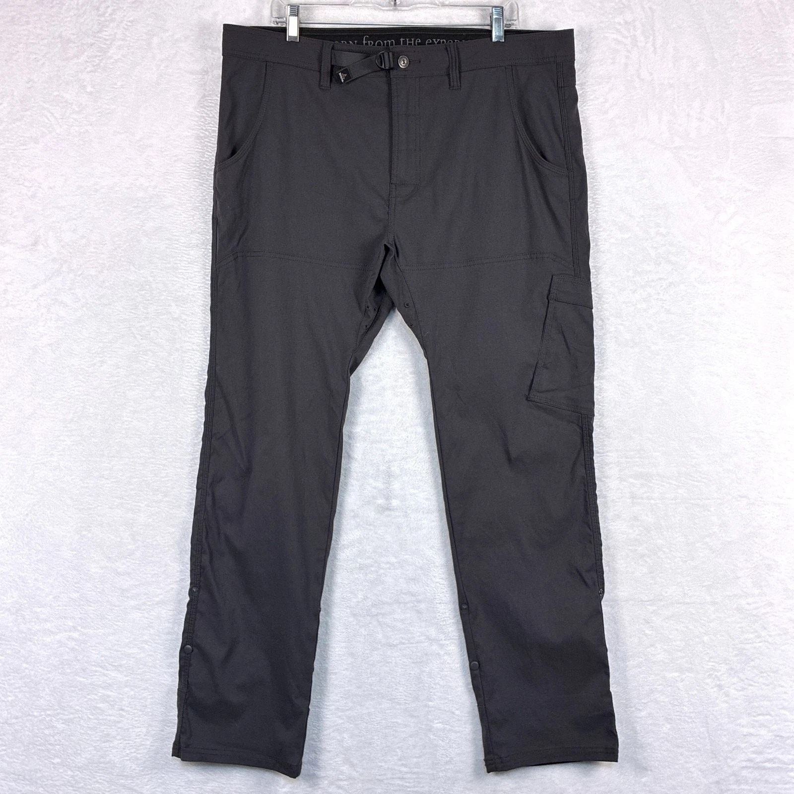 prAna Zion Pants Mens 38x32 Gray Cargo Roll Up Nylon Hiking Outdoor Stretch