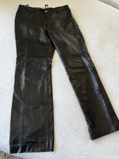 GAP BLACK Leather Pants Size 12 #86 RockStar Biker Styled like 50's Iconic jean