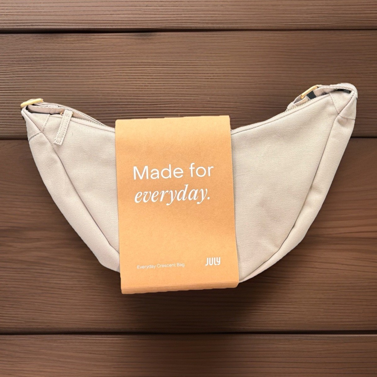 July Crescent Cream Canvas Shoulder Bag Purse Tote with Gold Tag s-l1600.jpg main image 3