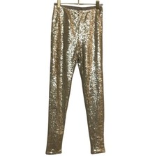 Nasty Gal Gold Sequins Skinny Leg Pants Size XS Disco Holiday