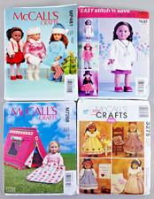 Lot Of 4 McCalls Patterns For 18 Inch Doll Clothes Tent And Sleeping Bag Uncut