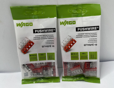 20pc WAGO PUSHWIRE 2773-404 4-Conductor Push-In Wire Connectors 20-12 AWG Orange