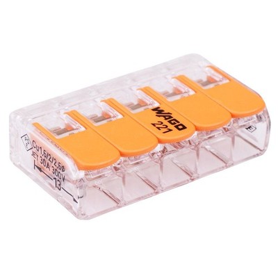 10 x 221-615 WAGO 5-Way Compact Lever Connector 6mm² 41A