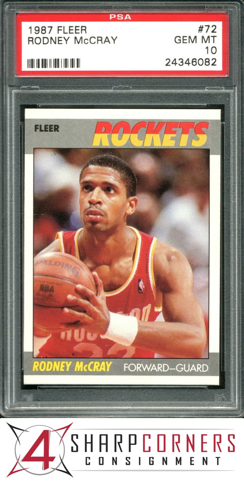 1987 FLEER #72 RODNEY MCCRAY ROCKETS SET BREAK PSA 10