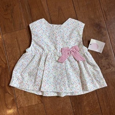 NWD Girls Petit Ami Floral Top Shirt Tunic White Pink Blue Bow sz 12M